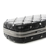 Valentino Black Leather Rockstud Spike Minaudiere Clutch Bag
