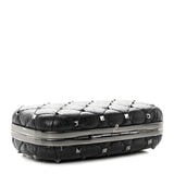 Valentino Black Leather Rockstud Spike Quilted Minaudiere Clutch Bag