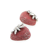 Alessandra Rich Red Crystal Strawberry Clip-On Earrings