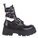 Alexander McQueen Black Leather Rave Buckle Boots