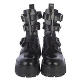 Alexander McQueen Black Leather Rave Buckle Boots 37.5