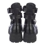 Alexander McQueen Black Leather Rave Buckle Boots