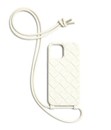 Bottega Veneta White Intreccio iPhone 13 Pro Case On Strap