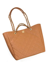 Chanel Quilted Caramel Leather Chain Shopping Tote Bag