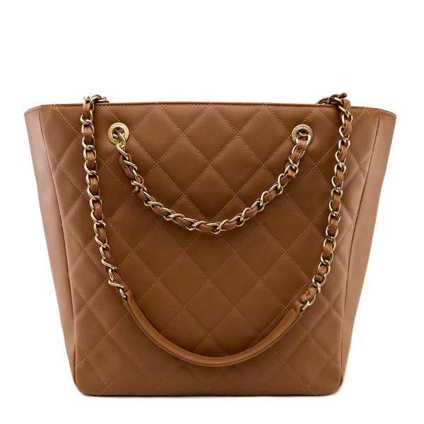 Chanel AS2807 Gold Quilted Shopping Tote Bag