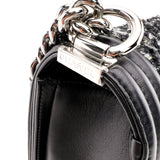 Chanel Black Tweed Chevron Medium Boy Flap Bag