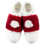Moncler White Leather Fur Sneakers