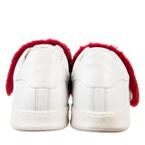 Moncler White Leather Fur Sneakers