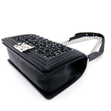 Chanel Black Yellow Tweed Chevron Medium Boy Flap Bag A67086