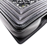 Chanel Black Tweed Chevron Medium Boy Flap Bag