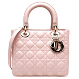 Christian Dior Light Pink Lambskin Cannage Medium Lady Dior Bag