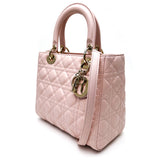 Christian Dior Light Pink Lambskin Cannage Medium Lady Dior Bag