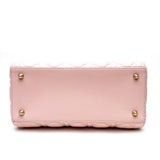 Christian Dior Light Pink Lambskin Cannage Medium Lady Dior Bag