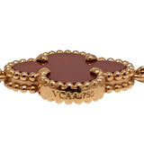 Van Cleef & Arpels 18K Rose Gold Guilloche and Carnelian Vintage Alhambra 5 Motif Bracelet