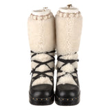 Chanel Shearling Chain Studded CC High Boots