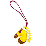 Hermes Milo Lambskin Geegee Camail Bag Charm Lime Chai Rose Pourpre