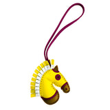 Hermes Milo Lambskin Geegee Camail Bag Charm Lime Chai Rose Pourpre