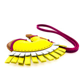 Hermes Milo Lambskin Geegee Camail Bag Charm Lime Chai Rose Pourpre