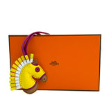 Hermes Milo Lambskin Geegee Camail Bag Charm Lime Chai Rose Pourpre