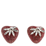 Alessandra Rich Red Crystal Strawberry Fruit Clip-On Earrings