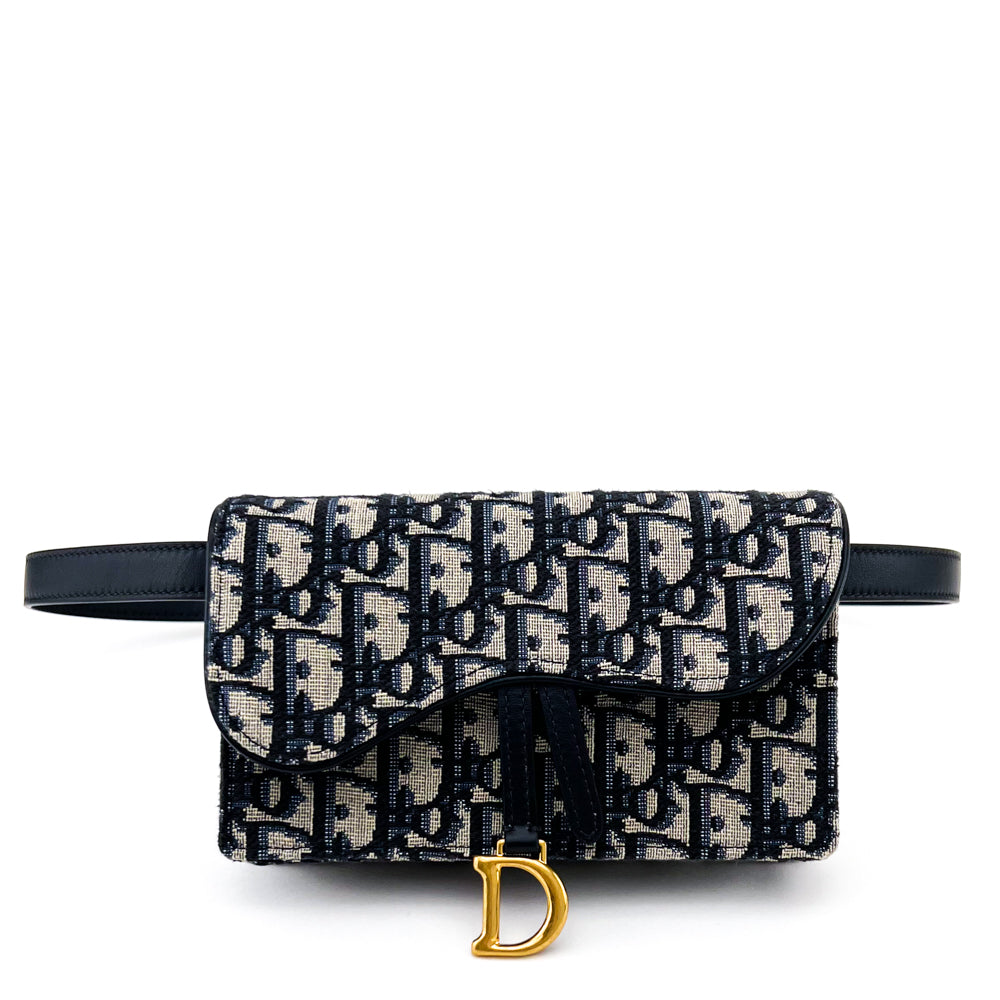 CHRISTIAN DIOR Oblique Saddle Belt Pouch Black 1291057