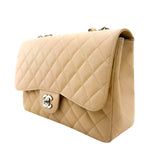 Chanel Beige Caviar Quilted Classic Jumbo Flap Bag