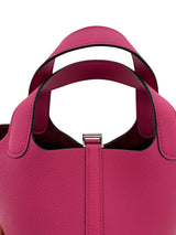 Hermes Rose Shocking Clemence Leather Picotin 18