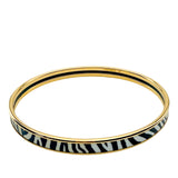 Hermes Beige and Blue Enamel Printed Extra Narrow Zebres De Tanzanie Bangle Bracelet 65