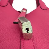 Hermes Rose Shocking Clemence Leather Picotin 18