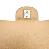 Chanel Beige Caviar Quilted Classic Jumbo Single Flap Bag