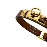 Hermes Gold Swift Leather Rivale Mini Bracelet