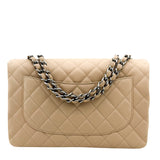Chanel Beige Caviar Quilted Classic Jumbo Single Flap Bag