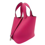 Hermes Rose Shocking Clemence Leather Picotin 18