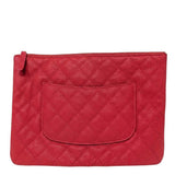 Chanel Red Quilted Caviar Leather Multi Pocket Zip Bag