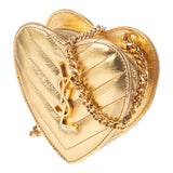 Saint Laurent Gold Chevron Monogram Mini Love Heart Chain Bag