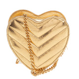 Saint Laurent Gold Chevron Monogram Mini Love Heart Chain Bag