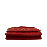 Chanel Red Caviar Quilted Twist Your Buttons Wallet On Chain WOC