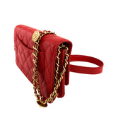 Chanel Red Caviar Quilted Twist Your Buttons Wallet On Chain WOC