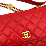 Chanel Red Caviar Quilted Twist Your Buttons Wallet On Chain WOC