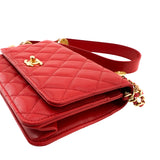 Chanel Red Caviar Quilted Twist Your Buttons Wallet On Chain WOC