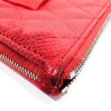 Chanel Red Quilted Caviar Leather Multi Pocket Zip Bag