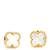 Van Cleef & Arpels 18K Yellow Mother of Pearl Sweet Alhambra Earrings