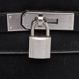 Box Leather Palladium Plated Kelly Sellier 32 Black Bag.