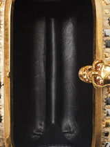 Gold Leather Art Deco Studded Skull Box Clutch Bag - LUXYBIT