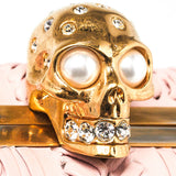 Alexander McQueen Pink Woven Leather Skull Box Clutch Bag