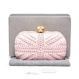 Alexander McQueen Pink Woven Leather Skull Box Clutch Bag
