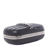 Alexander McQueen Black Leather Skull Chain Box Clutch Bag