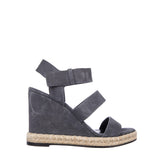 Balenciaga Grey Suede Three-Strap Wedge Sandals