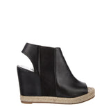 Balenciaga Black Leather Espadrille Wedge Sandals