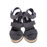Balenciaga Grey Suede Three-Strap Wedge Sandals